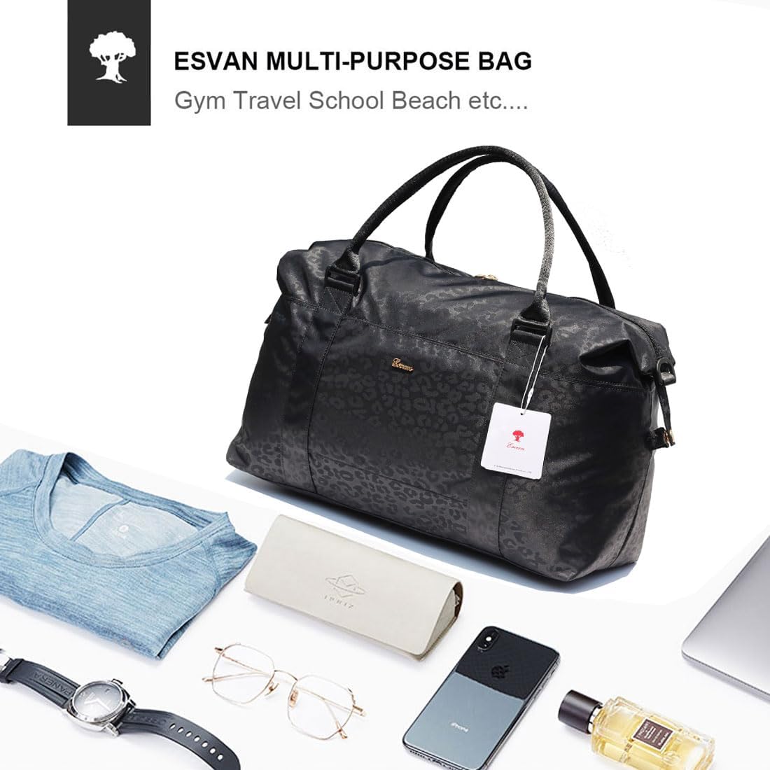 Travel Tote Duffel Gym Bag,Weekender Overnight Carry-on Tote Crossbody Bag with Wet Pocket and Trolley Sleeve Upgraded