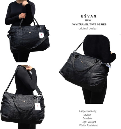 Travel Tote Duffel Gym Bag,Weekender Overnight Carry-on Tote Crossbody Bag with Wet Pocket and Trolley Sleeve Upgraded