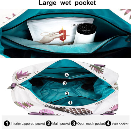 Travel Tote Duffel Gym Bag,Weekender Overnight Carry-on Tote Crossbody Bag with Wet Pocket and Trolley Sleeve Upgraded