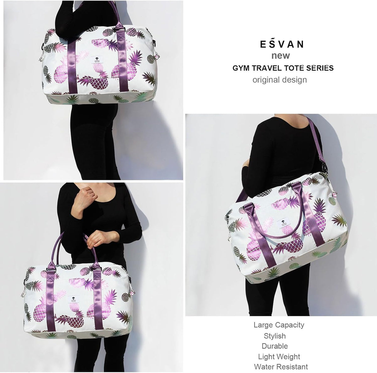 Travel Tote Duffel Gym Bag,Weekender Overnight Carry-on Tote Crossbody Bag with Wet Pocket and Trolley Sleeve Upgraded