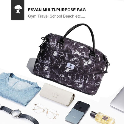 Travel Tote Duffel Gym Bag,Weekender Overnight Carry-on Tote Crossbody Bag with Wet Pocket and Trolley Sleeve Upgraded