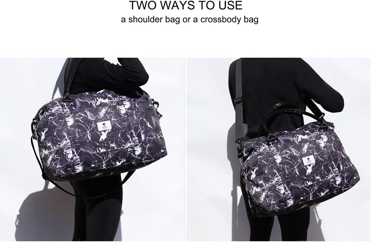 Travel Tote Duffel Gym Bag,Weekender Overnight Carry-on Tote Crossbody Bag with Wet Pocket and Trolley Sleeve Upgraded