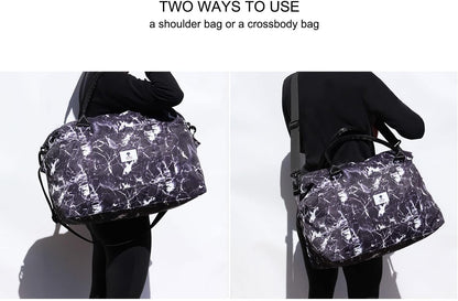 Travel Tote Duffel Gym Bag,Weekender Overnight Carry-on Tote Crossbody Bag with Wet Pocket and Trolley Sleeve Upgraded