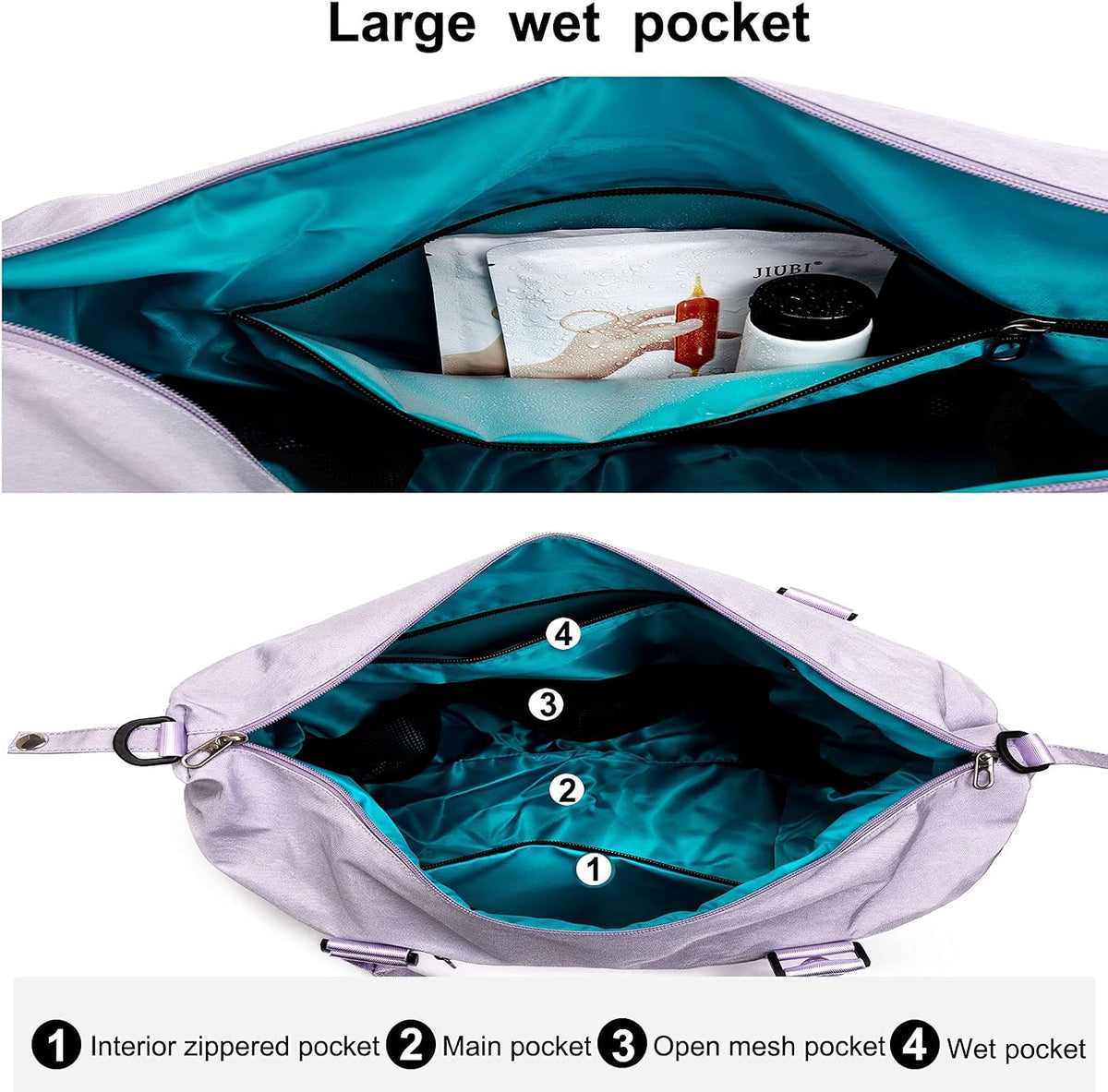 Travel Tote Duffel Gym Bag,Weekender Overnight Carry-on Tote Crossbody Bag with Wet Pocket and Trolley Sleeve Upgraded