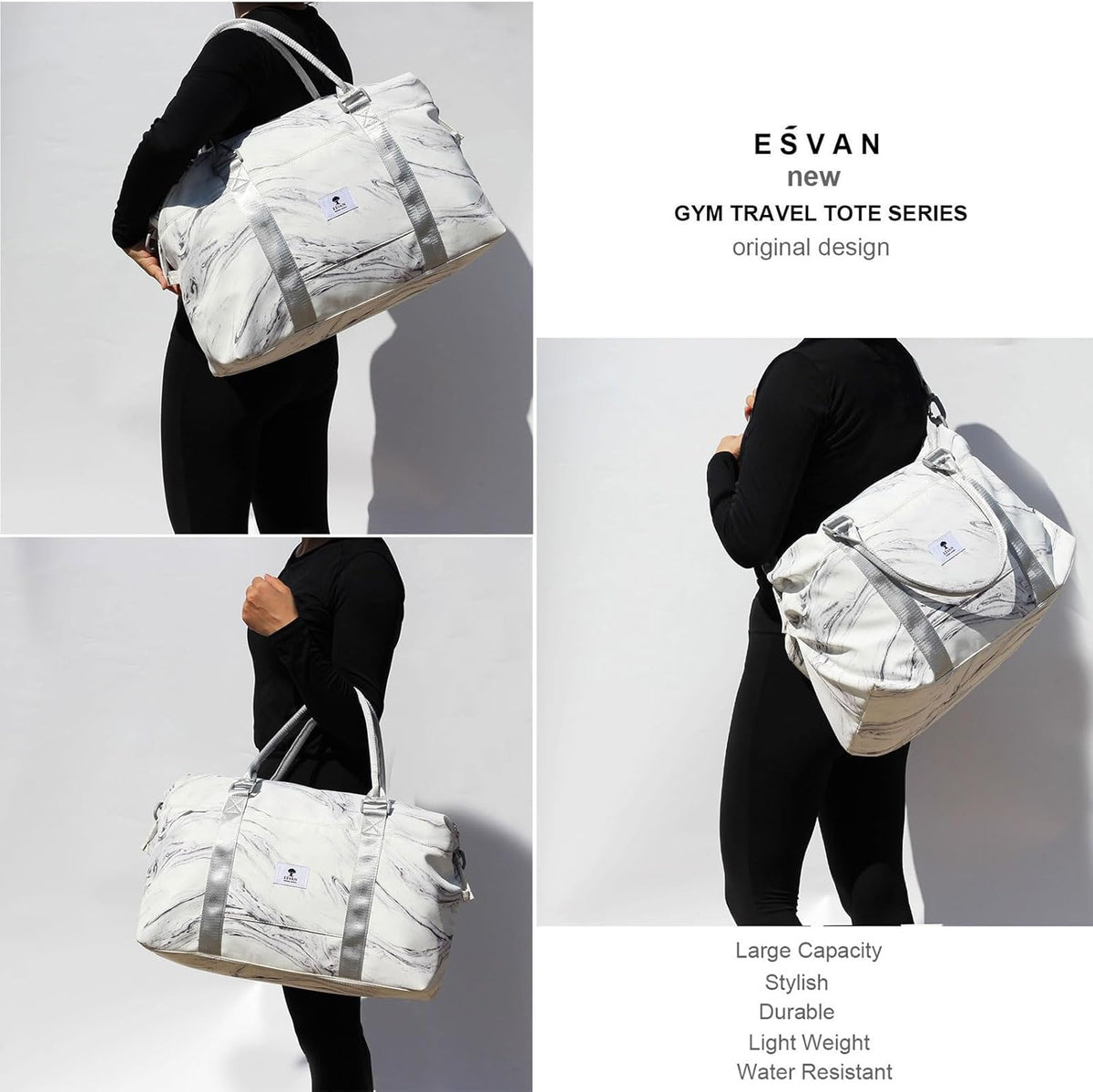 Travel Tote Duffel Gym Bag,Weekender Overnight Carry-on Tote Crossbody Bag with Wet Pocket and Trolley Sleeve Upgraded