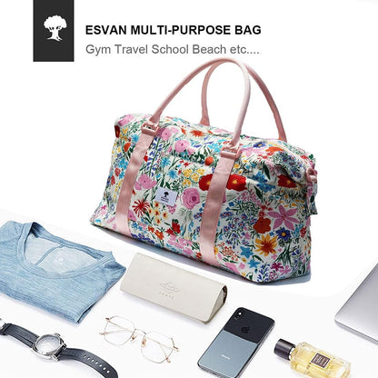 Travel Tote Duffel Gym Bag,Weekender Overnight Carry-on Tote Crossbody Bag with Wet Pocket and Trolley Sleeve Upgraded
