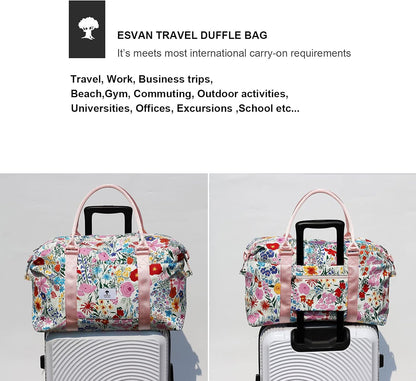 Travel Tote Duffel Gym Bag,Weekender Overnight Carry-on Tote Crossbody Bag with Wet Pocket and Trolley Sleeve Upgraded