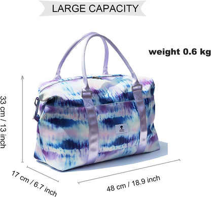 Travel Tote Duffel Gym Bag,Weekender Overnight Carry-on Tote Crossbody Bag with Wet Pocket and Trolley Sleeve Upgraded