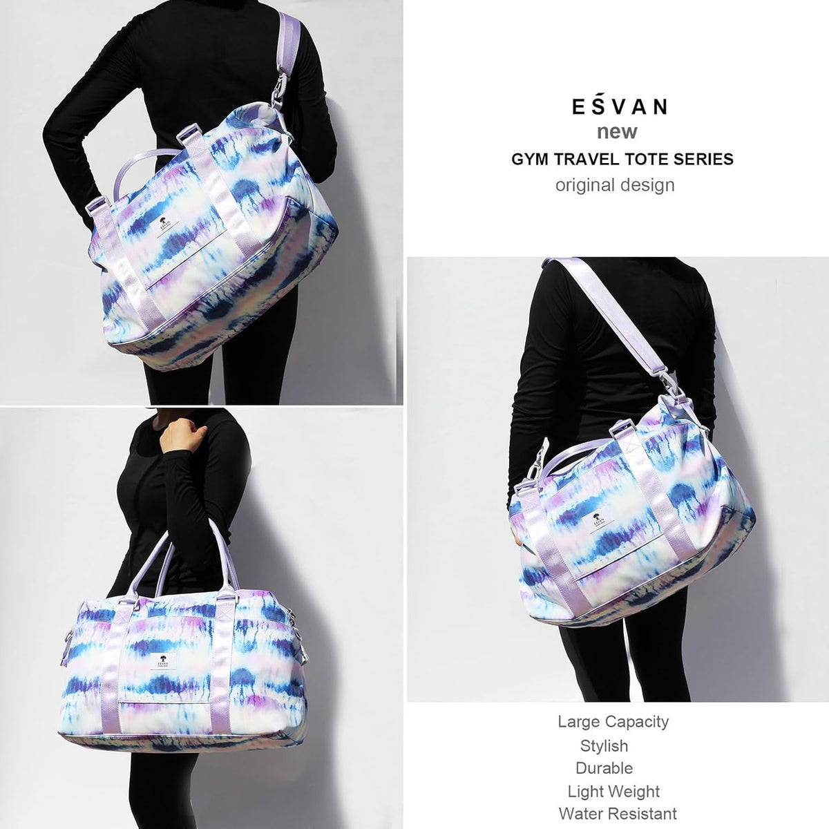 Travel Tote Duffel Gym Bag,Weekender Overnight Carry-on Tote Crossbody Bag with Wet Pocket and Trolley Sleeve Upgraded