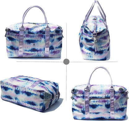 Travel Tote Duffel Gym Bag,Weekender Overnight Carry-on Tote Crossbody Bag with Wet Pocket and Trolley Sleeve Upgraded