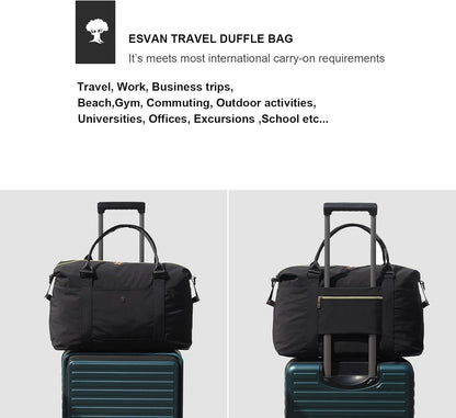 Travel Tote Duffel Gym Bag,Weekender Overnight Carry-on Tote Crossbody Bag with Wet Pocket and Trolley Sleeve Upgraded