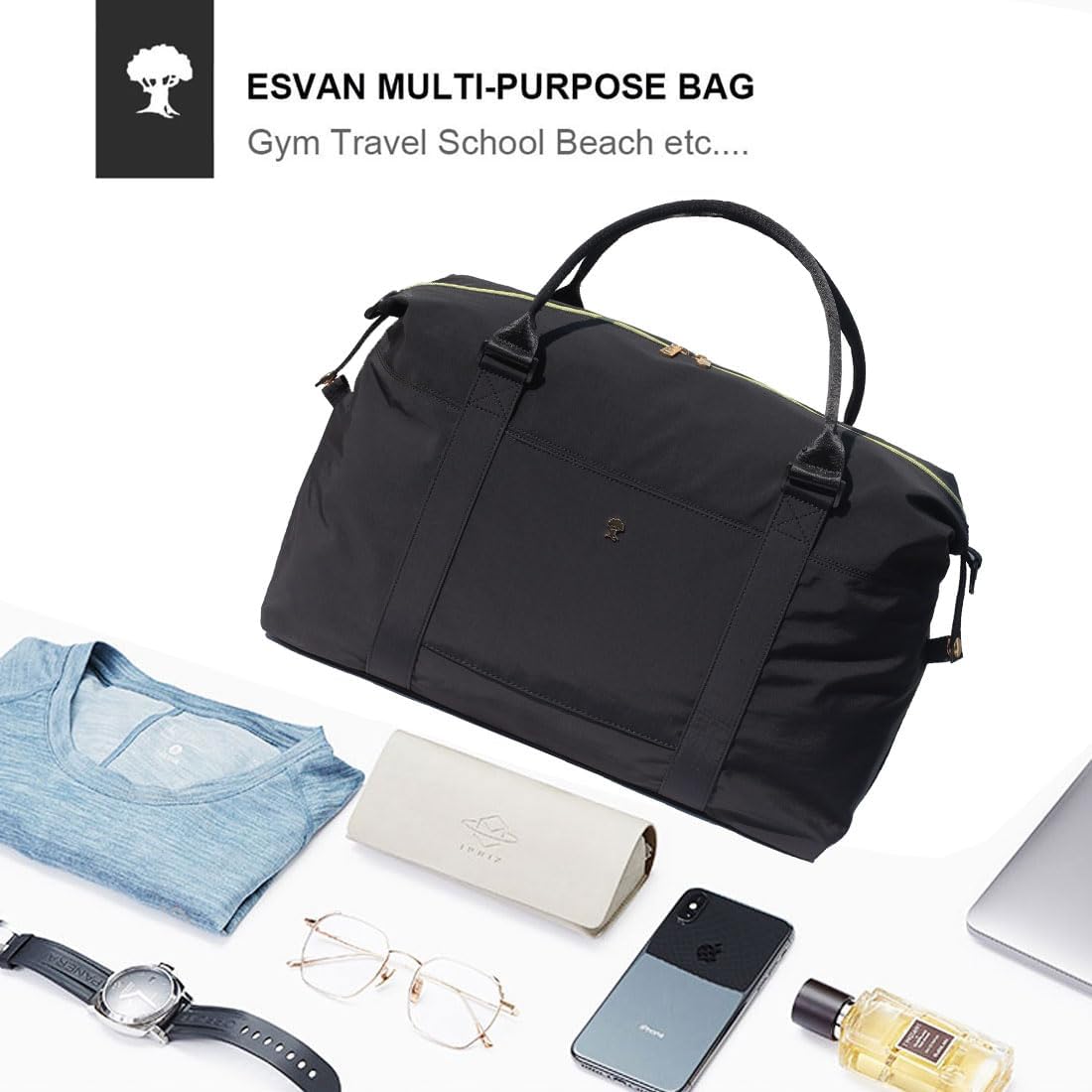 Travel Tote Duffel Gym Bag,Weekender Overnight Carry-on Tote Crossbody Bag with Wet Pocket and Trolley Sleeve Upgraded