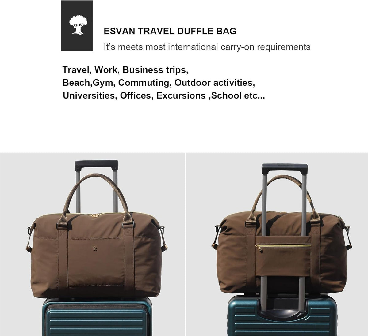 Travel Tote Duffel Gym Bag,Weekender Overnight Carry-on Tote Crossbody Bag with Wet Pocket and Trolley Sleeve Upgraded