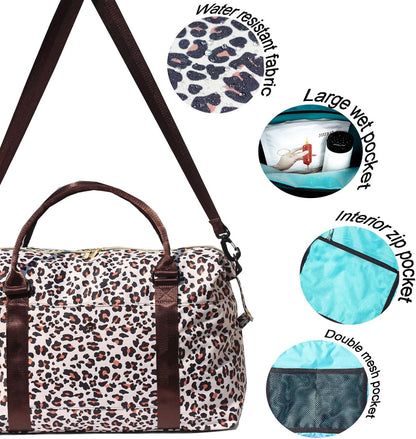 Travel Tote Duffel Gym Bag,Weekender Overnight Carry-on Tote Crossbody Bag with Wet Pocket and Trolley Sleeve Upgraded