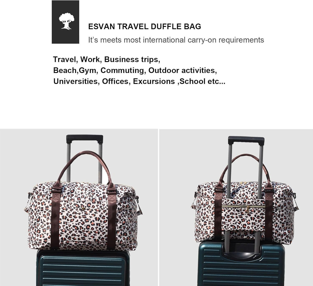Travel Tote Duffel Gym Bag,Weekender Overnight Carry-on Tote Crossbody Bag with Wet Pocket and Trolley Sleeve Upgraded