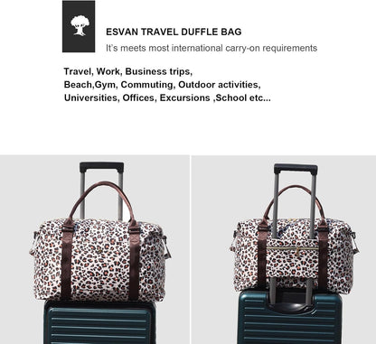 Travel Tote Duffel Gym Bag,Weekender Overnight Carry-on Tote Crossbody Bag with Wet Pocket and Trolley Sleeve Upgraded