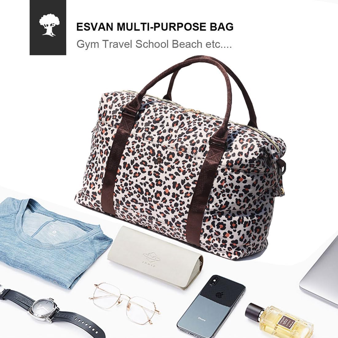 Travel Tote Duffel Gym Bag,Weekender Overnight Carry-on Tote Crossbody Bag with Wet Pocket and Trolley Sleeve Upgraded