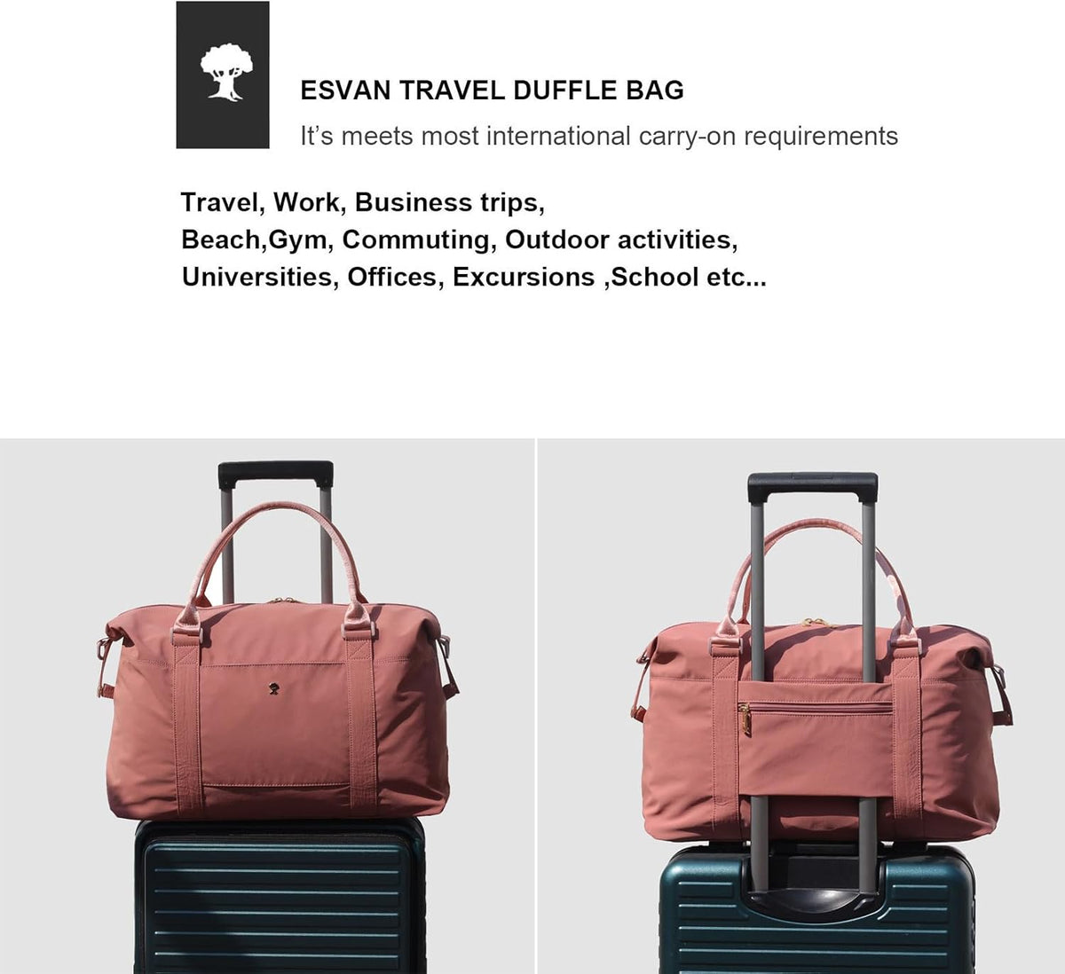 Travel Tote Duffel Gym Bag,Weekender Overnight Carry-on Tote Crossbody Bag with Wet Pocket and Trolley Sleeve Upgraded