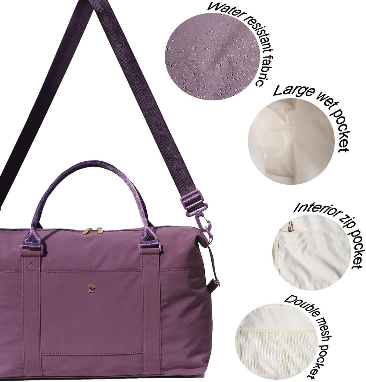 Travel Tote Duffel Gym Bag,Weekender Overnight Carry-on Tote Crossbody Bag with Wet Pocket and Trolley Sleeve Upgraded