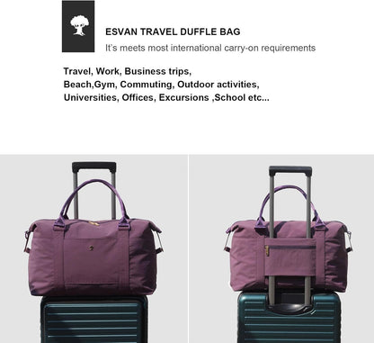 Travel Tote Duffel Gym Bag,Weekender Overnight Carry-on Tote Crossbody Bag with Wet Pocket and Trolley Sleeve Upgraded