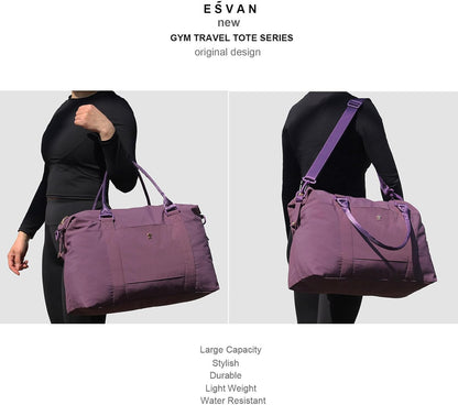 Travel Tote Duffel Gym Bag,Weekender Overnight Carry-on Tote Crossbody Bag with Wet Pocket and Trolley Sleeve Upgraded