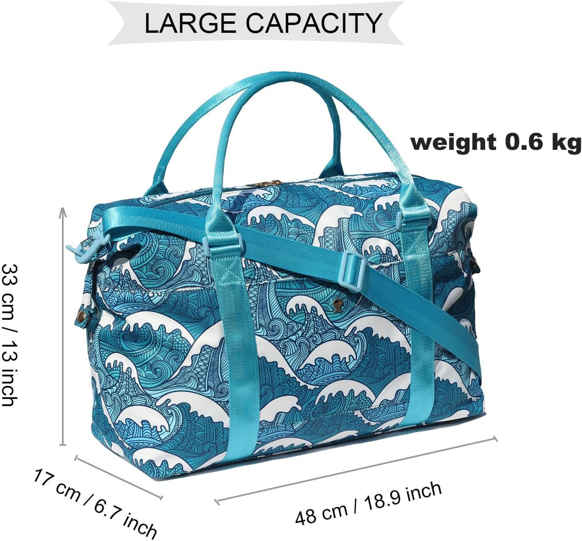 Travel Tote Duffel Gym Bag,Weekender Overnight Carry-on Tote Crossbody Bag with Wet Pocket and Trolley Sleeve Upgraded