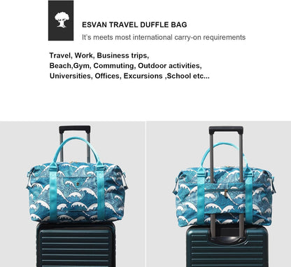 Travel Tote Duffel Gym Bag,Weekender Overnight Carry-on Tote Crossbody Bag with Wet Pocket and Trolley Sleeve Upgraded