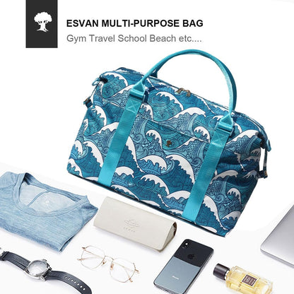 Travel Tote Duffel Gym Bag,Weekender Overnight Carry-on Tote Crossbody Bag with Wet Pocket and Trolley Sleeve Upgraded