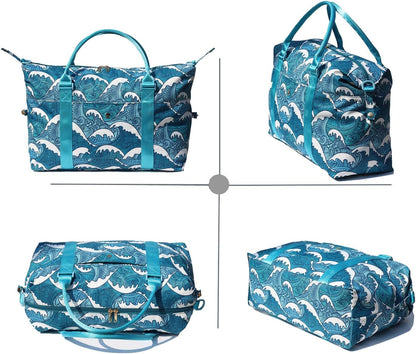 Travel Tote Duffel Gym Bag,Weekender Overnight Carry-on Tote Crossbody Bag with Wet Pocket and Trolley Sleeve Upgraded