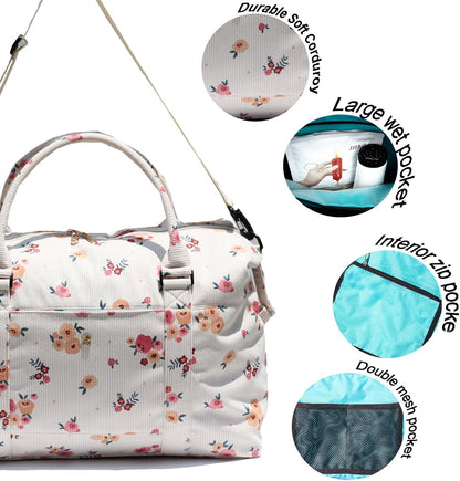 Travel Tote Duffel Gym Bag,Weekender Overnight Carry-on Tote Crossbody Bag with Wet Pocket and Trolley Sleeve Upgraded