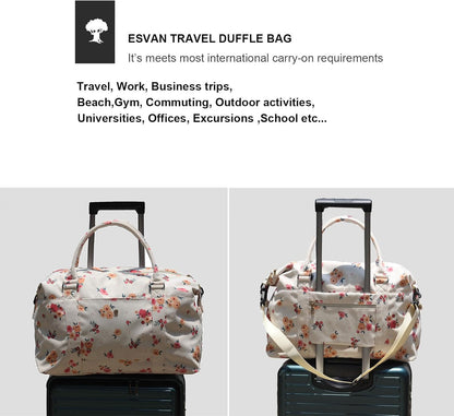 Travel Tote Duffel Gym Bag,Weekender Overnight Carry-on Tote Crossbody Bag with Wet Pocket and Trolley Sleeve Upgraded