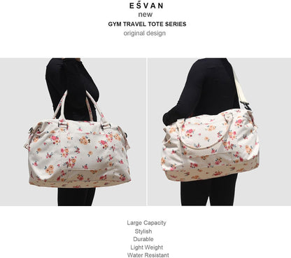 Travel Tote Duffel Gym Bag,Weekender Overnight Carry-on Tote Crossbody Bag with Wet Pocket and Trolley Sleeve Upgraded