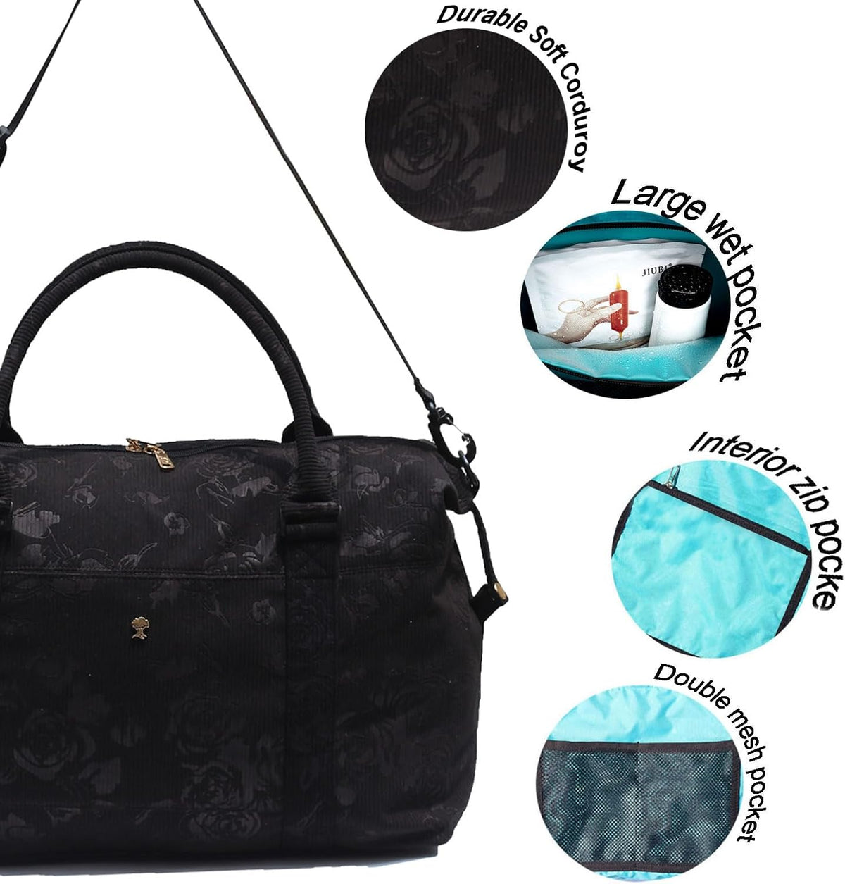 Travel Tote Duffel Gym Bag,Weekender Overnight Carry-on Tote Crossbody Bag with Wet Pocket and Trolley Sleeve Upgraded