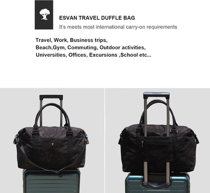 Travel Tote Duffel Gym Bag,Weekender Overnight Carry-on Tote Crossbody Bag with Wet Pocket and Trolley Sleeve Upgraded