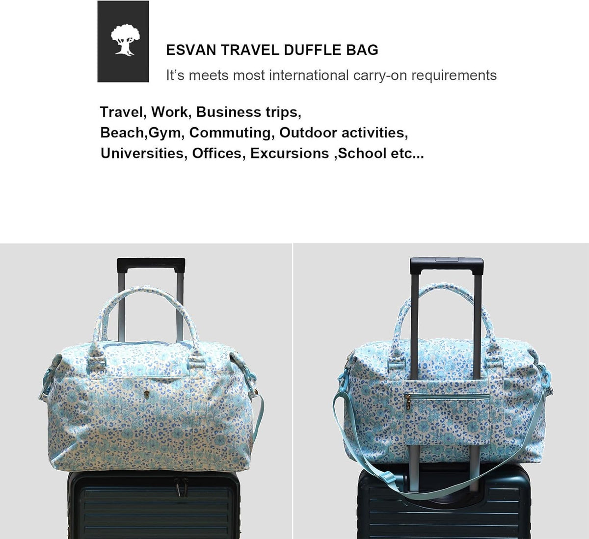 Travel Tote Duffel Gym Bag,Weekender Overnight Carry-on Tote Crossbody Bag with Wet Pocket and Trolley Sleeve Upgraded