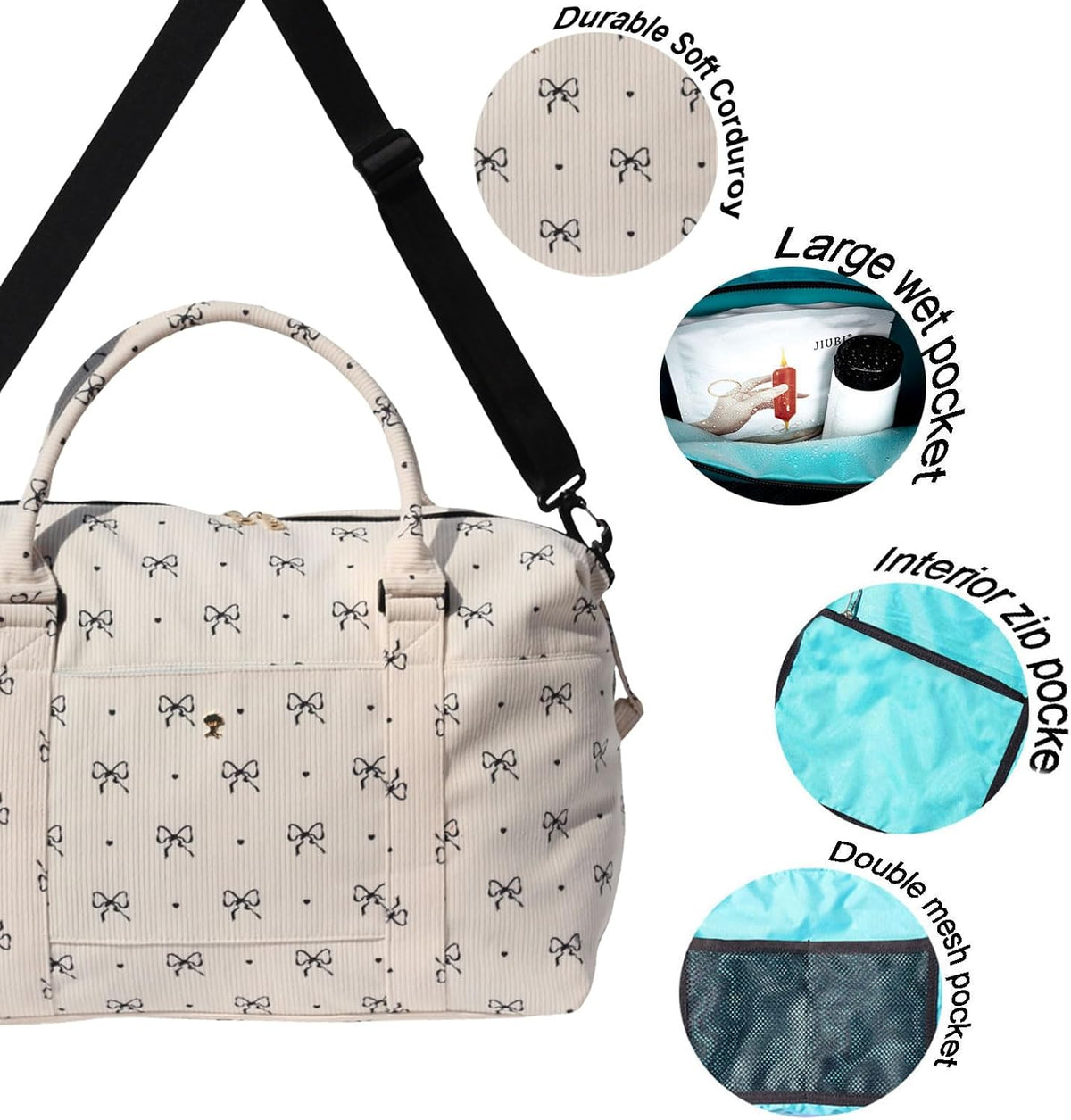 Travel Tote Duffel Gym Bag,Weekender Overnight Carry-on Tote Crossbody Bag with Wet Pocket and Trolley Sleeve Upgraded
