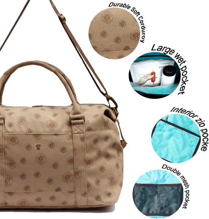 Travel Tote Duffel Gym Bag,Weekender Overnight Carry-on Tote Crossbody Bag with Wet Pocket and Trolley Sleeve Upgraded