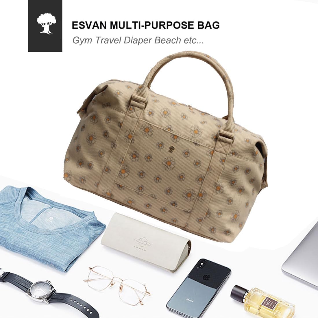 Travel Tote Duffel Gym Bag,Weekender Overnight Carry-on Tote Crossbody Bag with Wet Pocket and Trolley Sleeve Upgraded