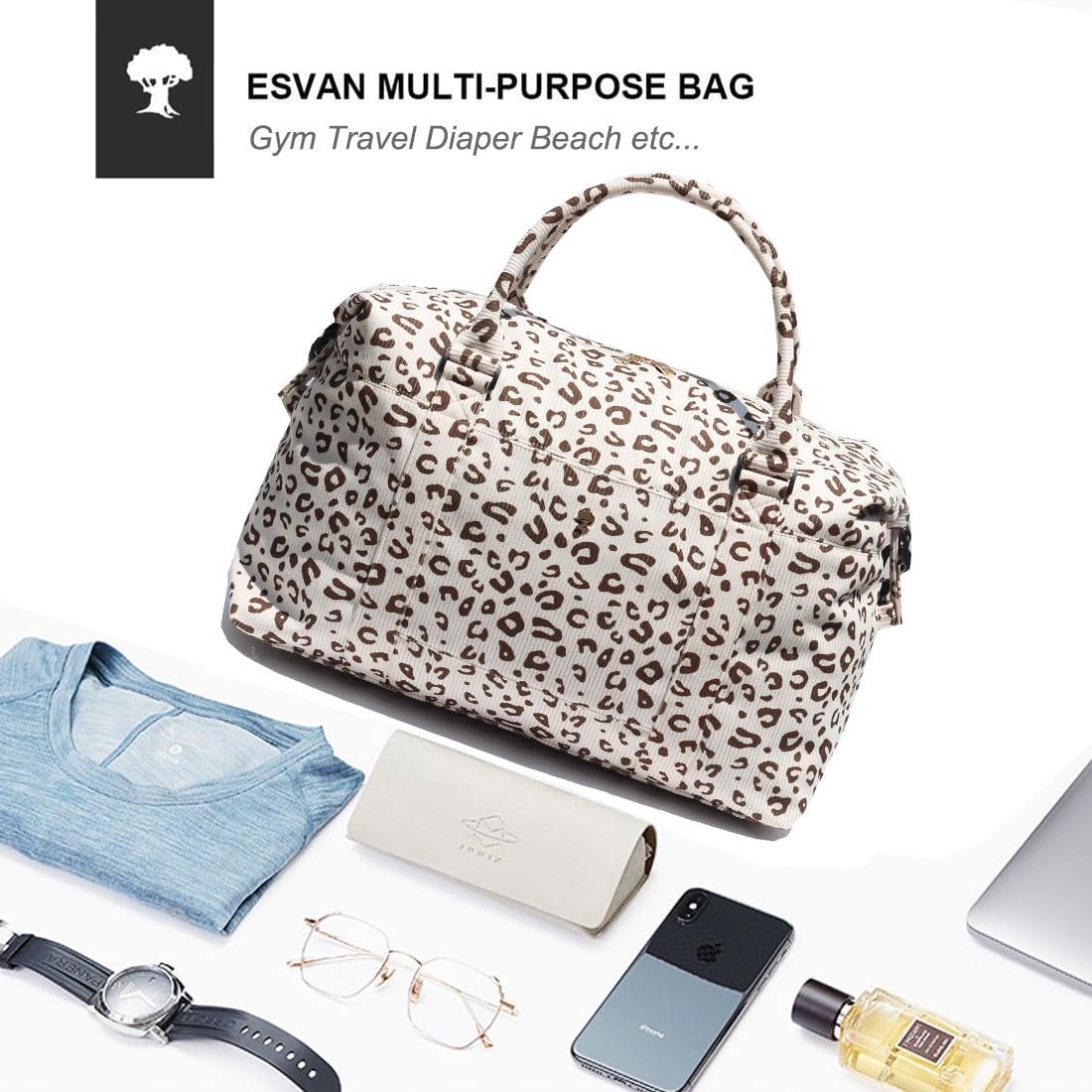 Travel Tote Duffel Gym Bag,Weekender Overnight Carry-on Tote Crossbody Bag with Wet Pocket and Trolley Sleeve Upgraded