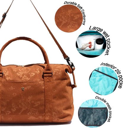 Travel Tote Duffel Gym Bag,Weekender Overnight Carry-on Tote Crossbody Bag with Wet Pocket and Trolley Sleeve Upgraded