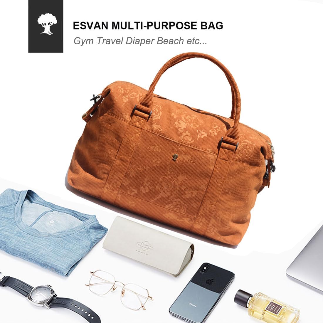 Travel Tote Duffel Gym Bag,Weekender Overnight Carry-on Tote Crossbody Bag with Wet Pocket and Trolley Sleeve Upgraded