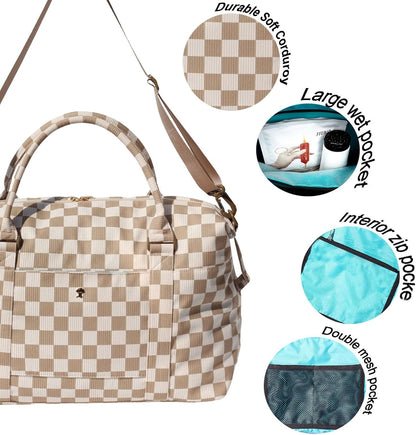 Travel Tote Duffel Gym Bag,Weekender Overnight Carry-on Tote Crossbody Bag with Wet Pocket and Trolley Sleeve Upgraded
