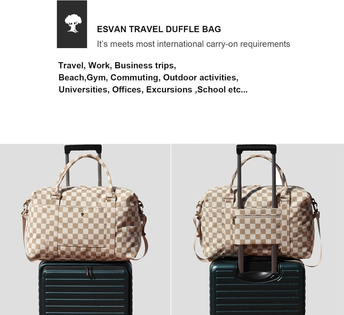 Travel Tote Duffel Gym Bag,Weekender Overnight Carry-on Tote Crossbody Bag with Wet Pocket and Trolley Sleeve Upgraded
