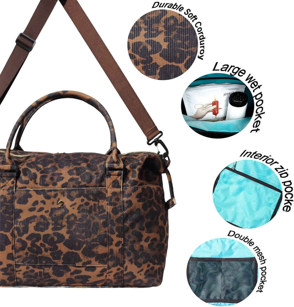 Travel Tote Duffel Gym Bag,Weekender Overnight Carry-on Tote Crossbody Bag with Wet Pocket and Trolley Sleeve Upgraded