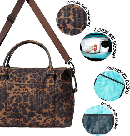 Travel Tote Duffel Gym Bag,Weekender Overnight Carry-on Tote Crossbody Bag with Wet Pocket and Trolley Sleeve Upgraded