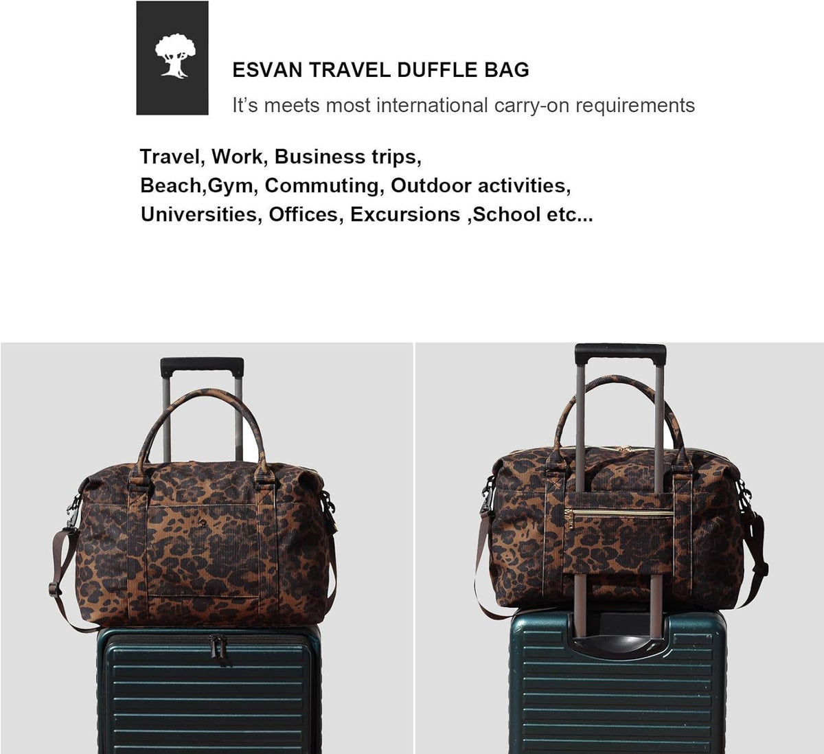 Travel Tote Duffel Gym Bag,Weekender Overnight Carry-on Tote Crossbody Bag with Wet Pocket and Trolley Sleeve Upgraded