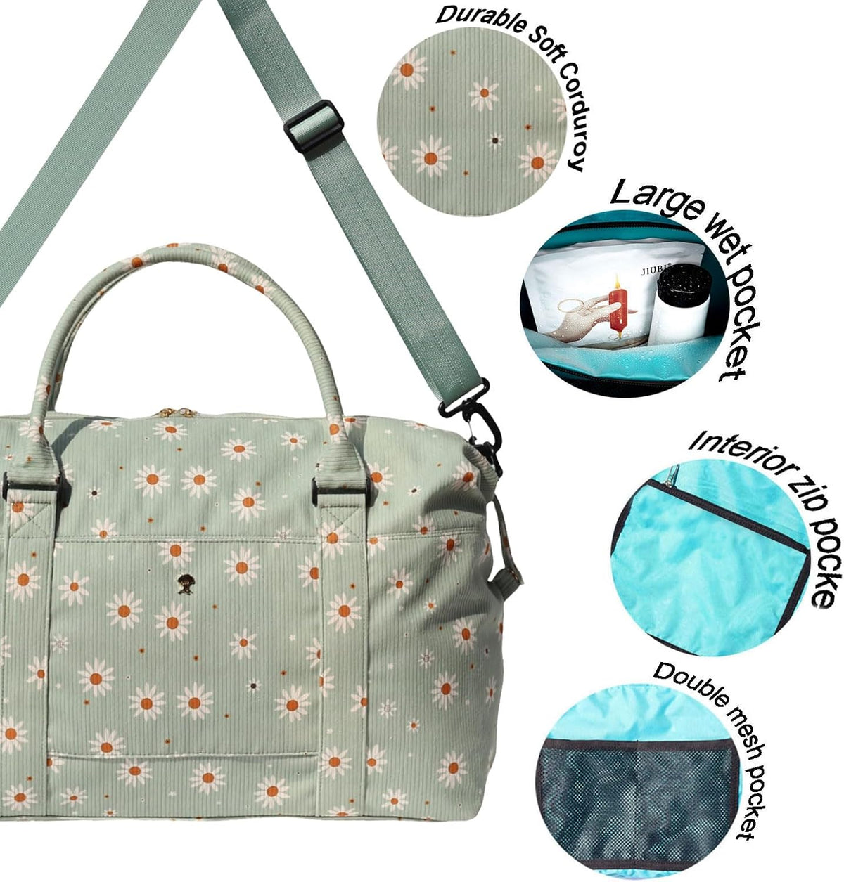 Travel Tote Duffel Gym Bag,Weekender Overnight Carry-on Tote Crossbody Bag with Wet Pocket and Trolley Sleeve Upgraded