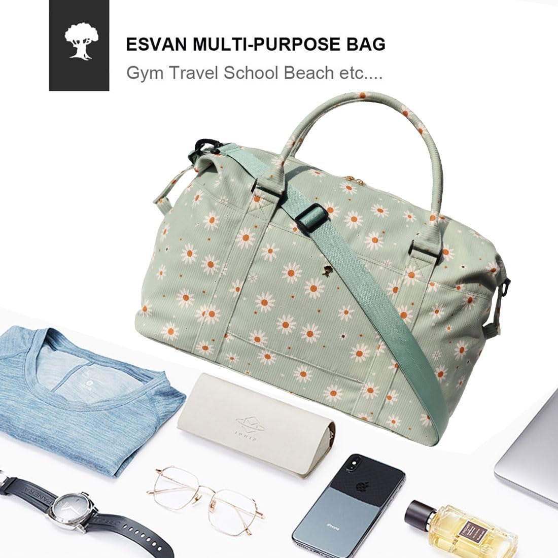 Travel Tote Duffel Gym Bag,Weekender Overnight Carry-on Tote Crossbody Bag with Wet Pocket and Trolley Sleeve Upgraded