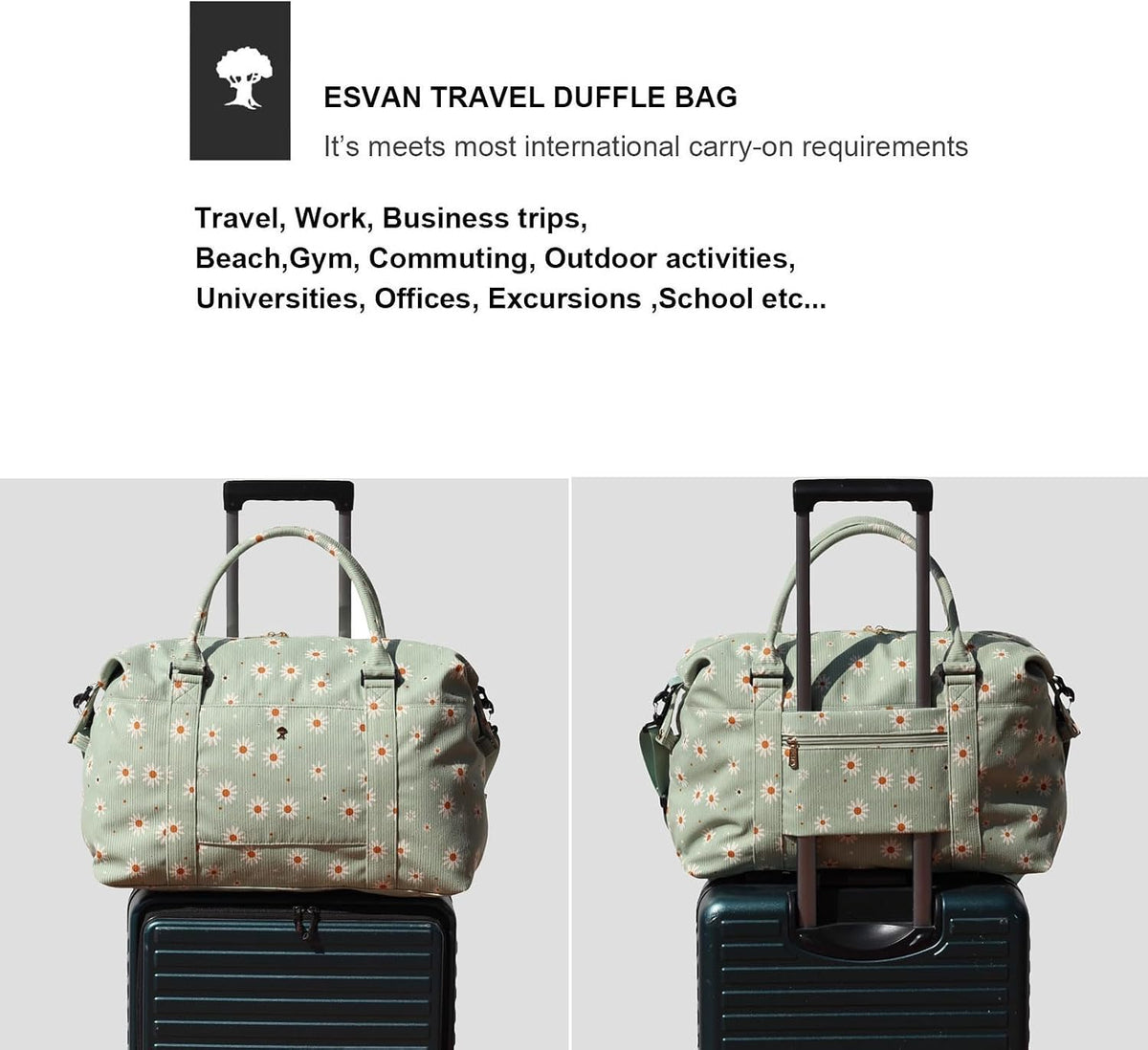 Travel Tote Duffel Gym Bag,Weekender Overnight Carry-on Tote Crossbody Bag with Wet Pocket and Trolley Sleeve Upgraded