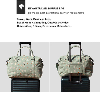 Travel Tote Duffel Gym Bag,Weekender Overnight Carry-on Tote Crossbody Bag with Wet Pocket and Trolley Sleeve Upgraded